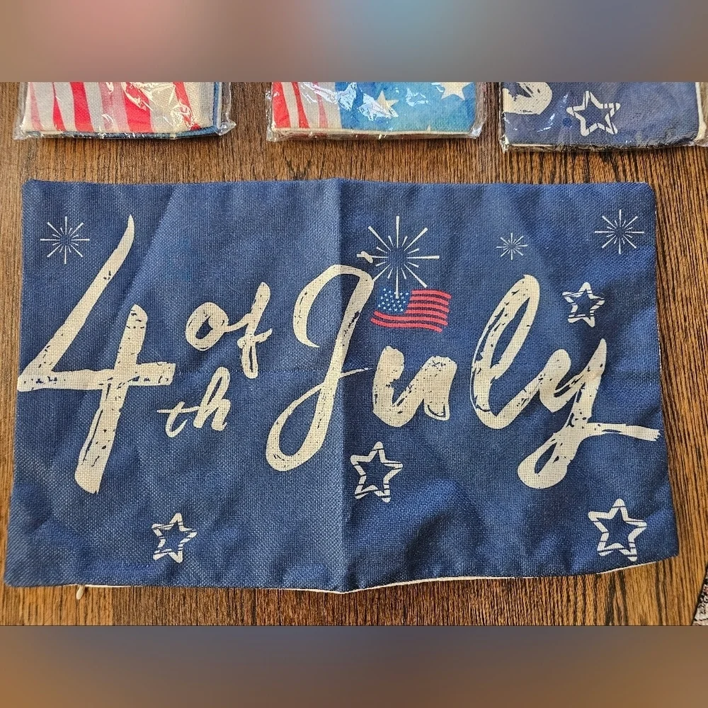 4th of July Themed Small Rectangle Canvas Pillow Covers Outdoor Indoor  NEW